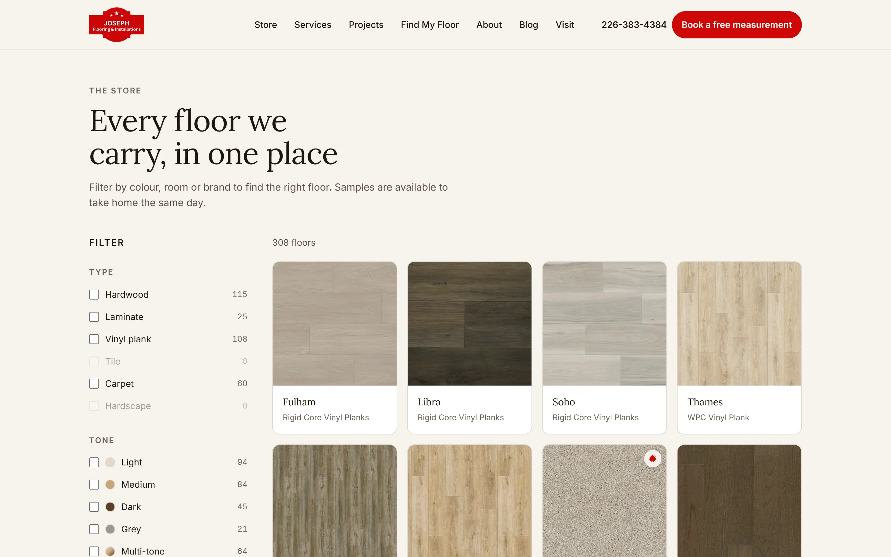 The store, Joseph Flooring and Installation, on a desktop
